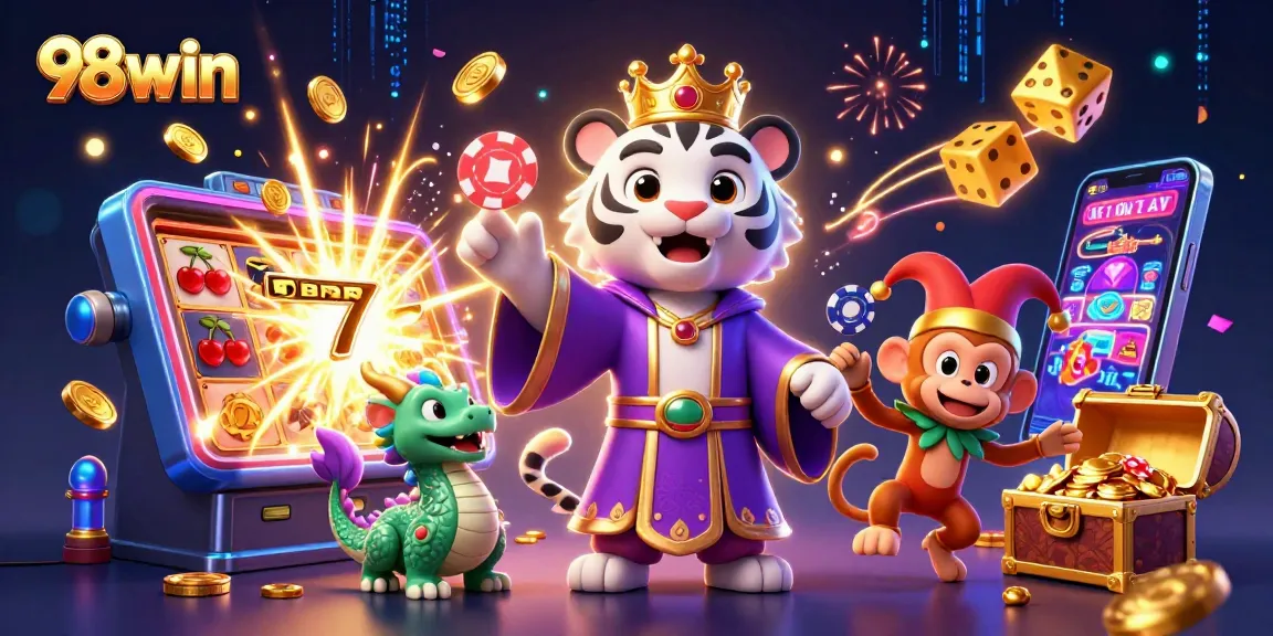 Engage in thrilling gameplay with 98win's vibrant slot machines and captivating characters.