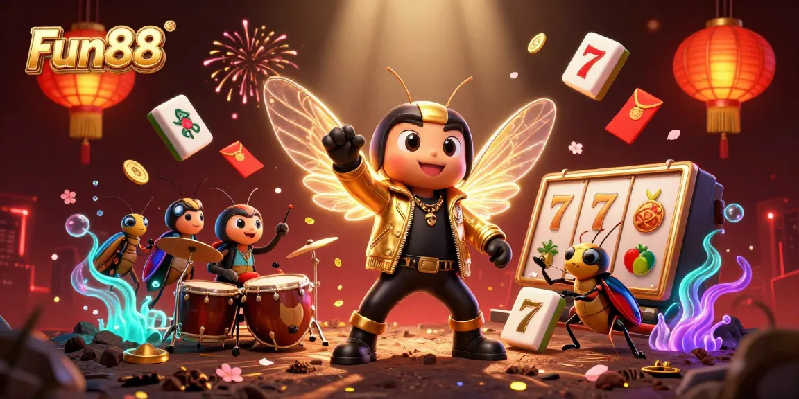 Experience the excitement of Fun88 with a vibrant 3D casino scene featuring dynamic characters and game elements.