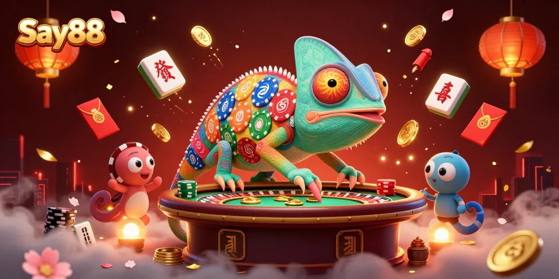 Experience the excitement of Say88 with a vibrant, dynamic casino scene rich in action.
