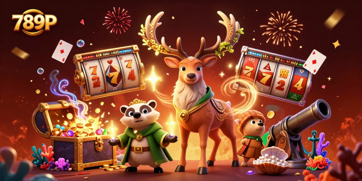 Spin the slots with 789P's vibrant 3D casino illustration full of excitement and magical elements.