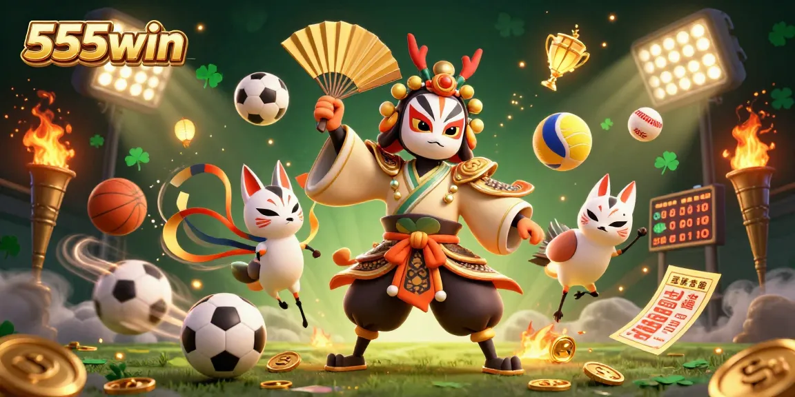 Win big at 555win with dynamic sports action in a vibrant 3D casino scene