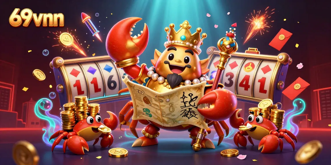 Experience thrilling gameplay at 69vnn with a golden crab emperor among dynamic casino elements.