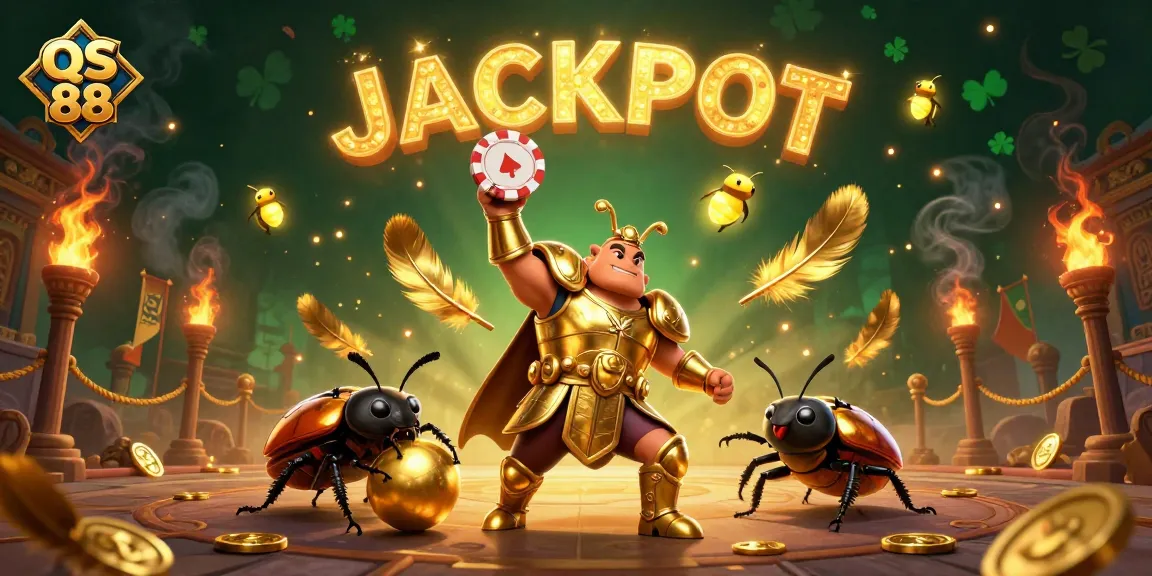 Experience thrilling gaming moments with QS 88 in a vibrant 3D casino scene full of excitement.