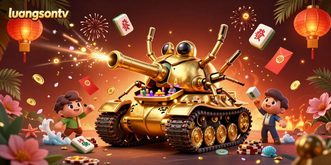 Experience thrilling gameplay at luongsontv with a vibrant 3D casino tank illustration enhancing your gaming journey.