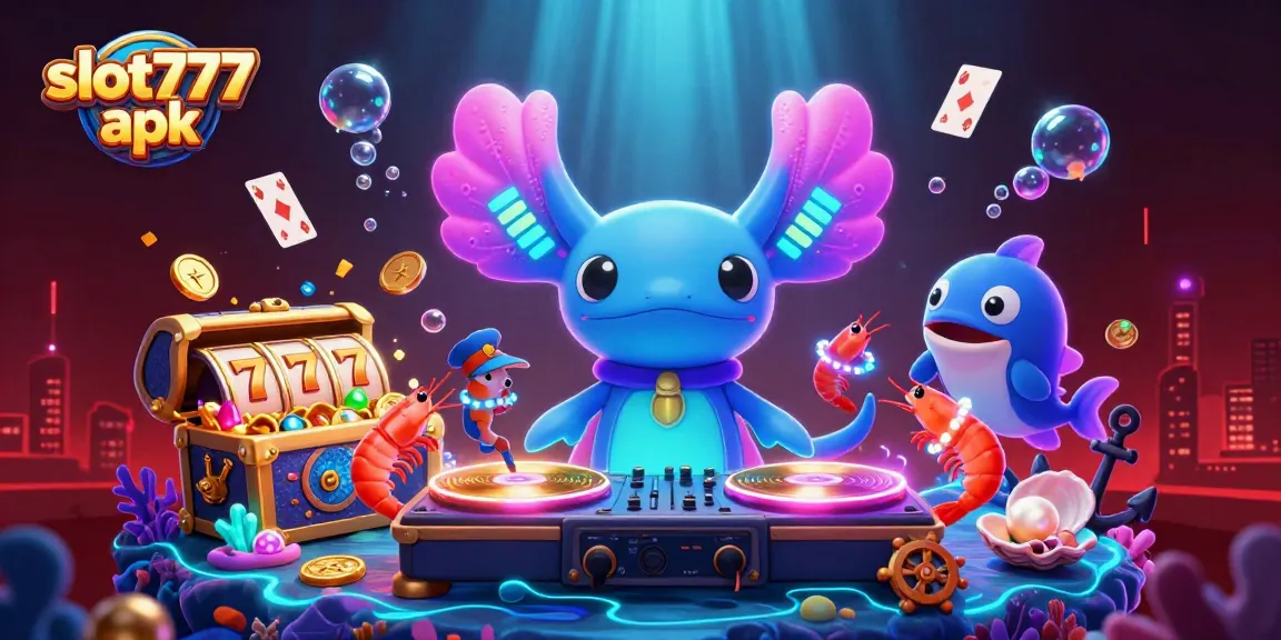 Spin and win big with slot777 apk - vibrant 3D DJ scene bursting with excitement and gaming elements.