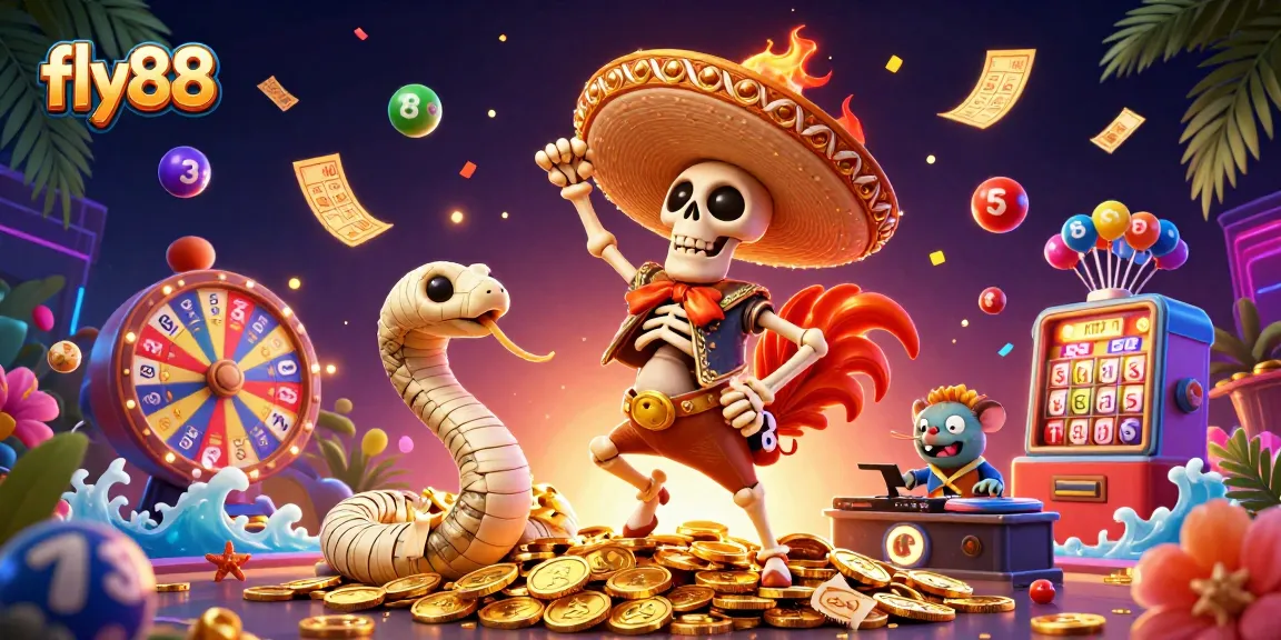 Engage in thrilling games at fly88 with colorful lottery balls and vibrant winning elements.