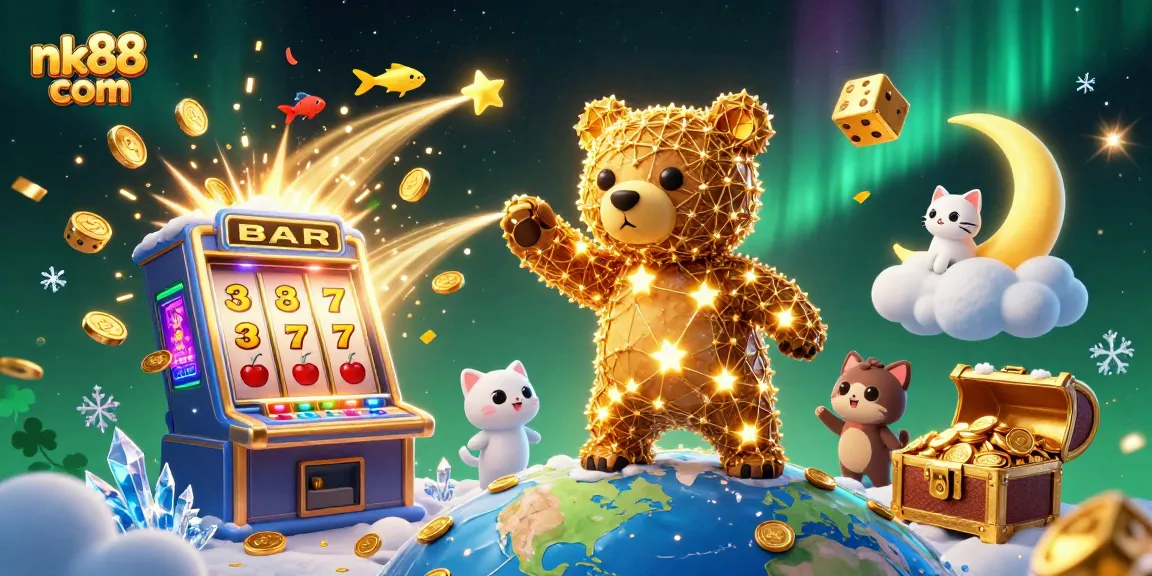 Engage with exciting games at nk88 com with a dynamic illustration of thrilling slots and winning features.