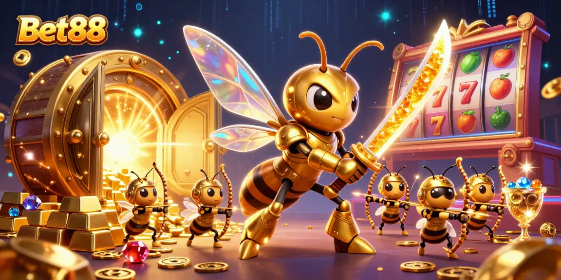 Engage in thrilling gameplay at Bet88 with vibrant 3D visuals showcasing a giant golden hornet in action.