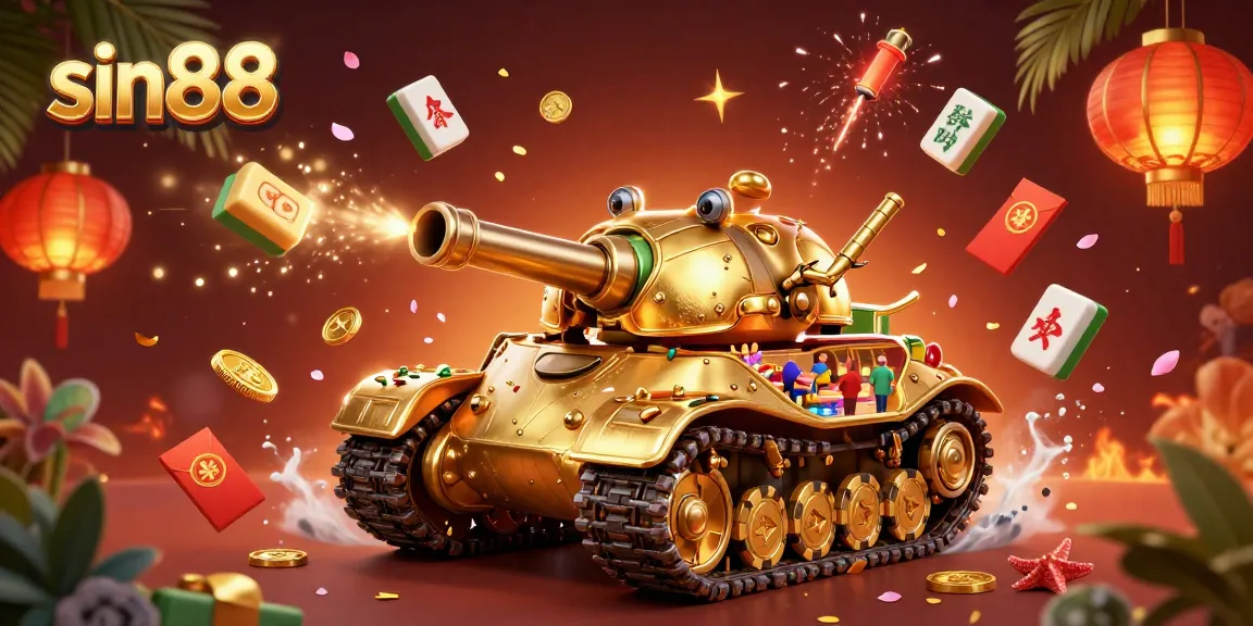 Experience exhilarating gaming at sin88 with a vibrant 3D casino illustration showcasing gold and luck.