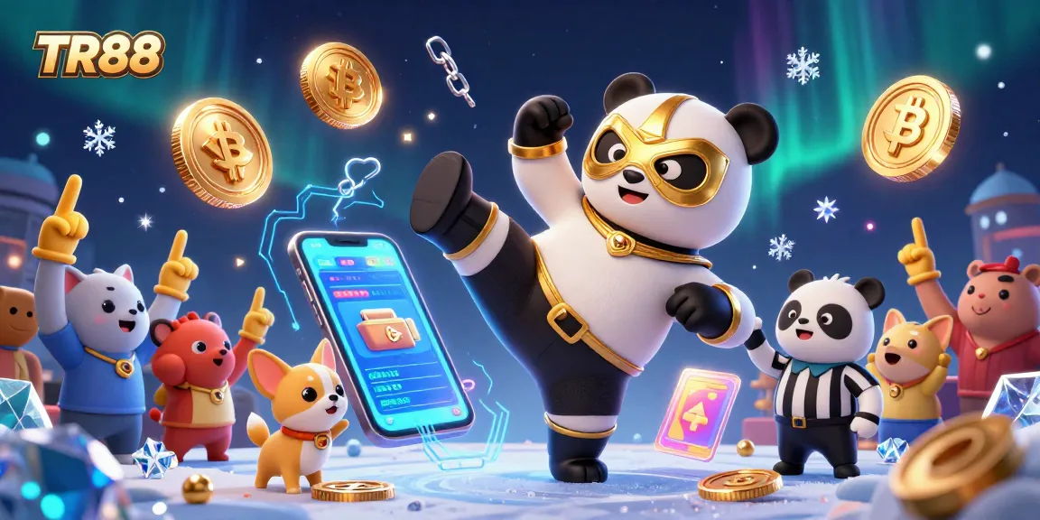 Experience TR88's thrilling online gaming with a vibrant scene, capturing excitement and crypto elements.