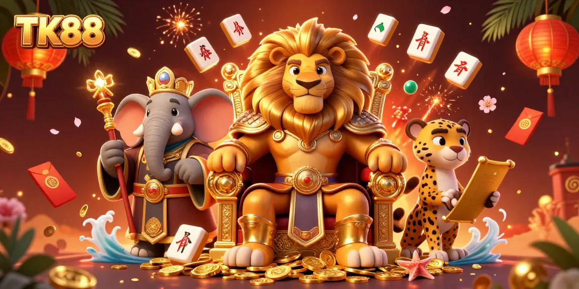 Experience the vibrant world of TK88 with engaging scenes of casino games and celebrations.