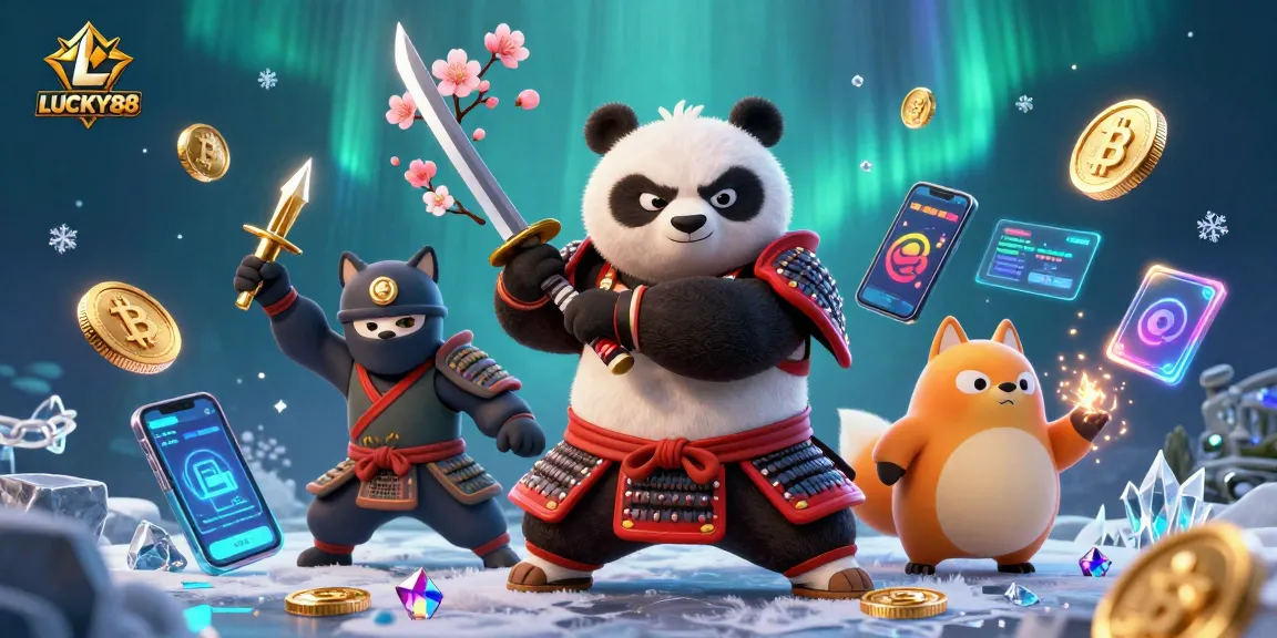 LUCKY88 players immerse in thrilling casino adventures with samurai panda and ninja fox.