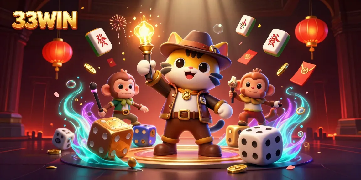 Experience thrilling gaming adventures at 33WIN with dynamic artifacts and festive elements.