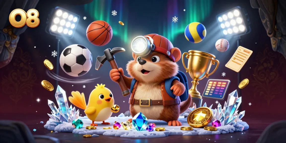 Engaging O8 illustration of vibrant sports betting scene with a treasure hunter mole and energy-filled elements.