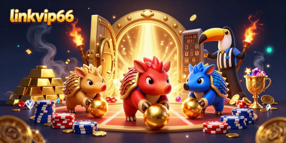 Engage with the action at linkvip66 as rival pangolins roll through poker chips in an exciting casino scene.