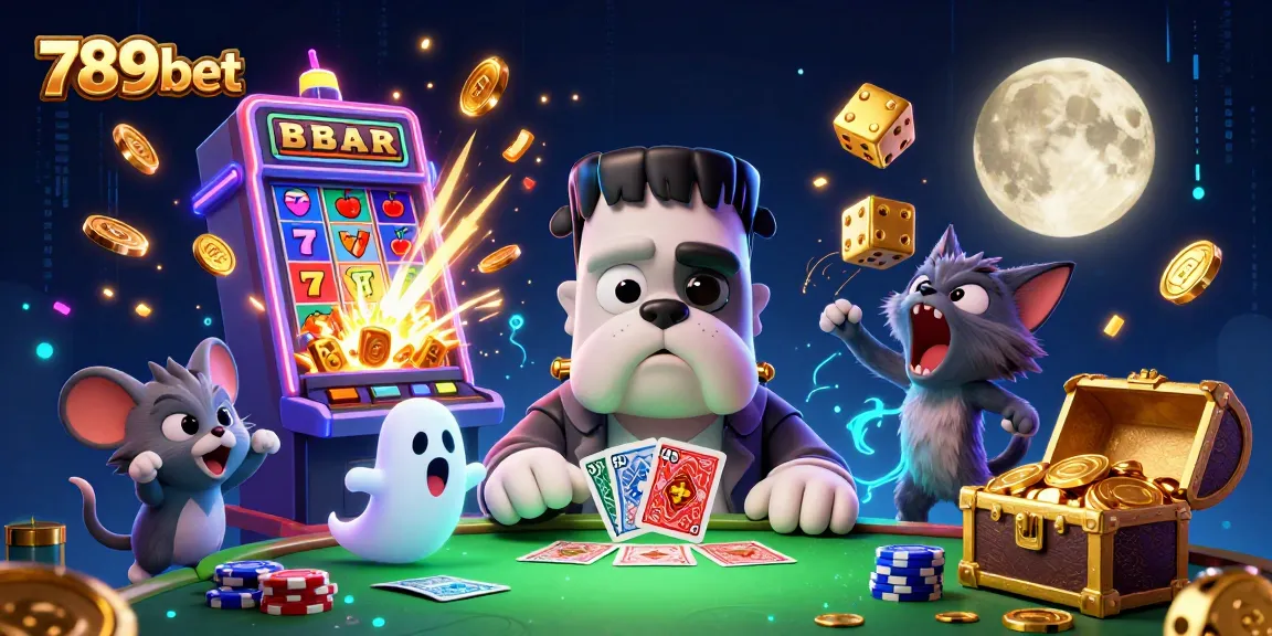 Join the spooky fun at 789bet as a Frankenstein monster deals cards amid a jackpot frenzy!