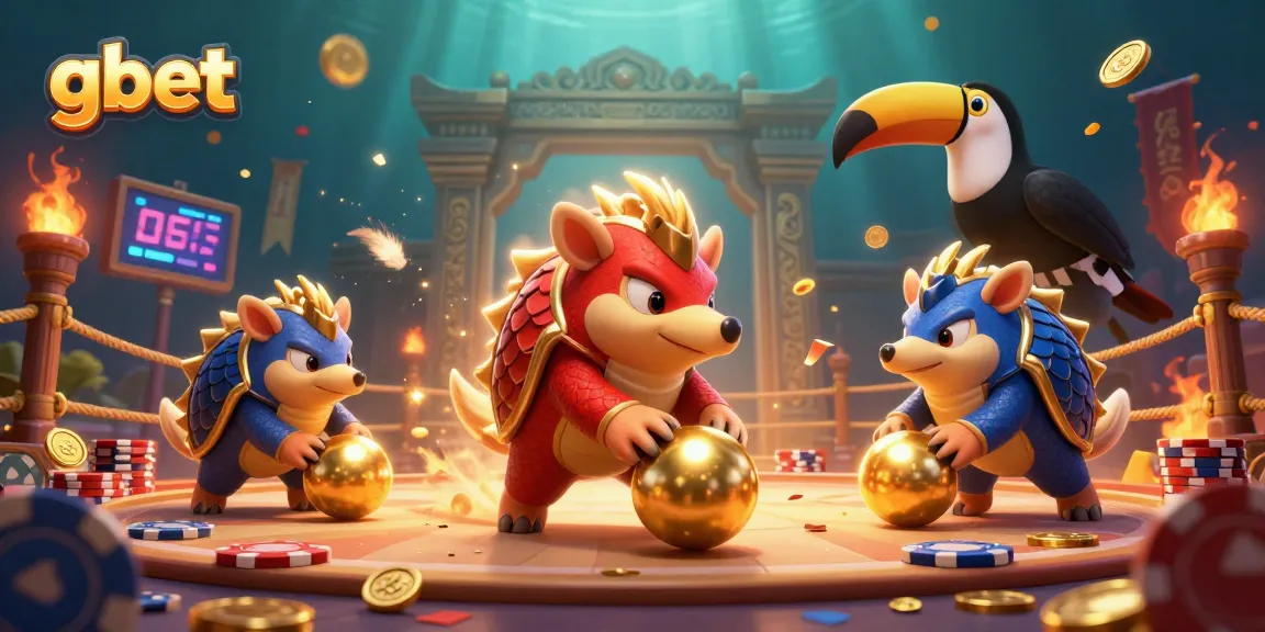 gbet casino features rival pangolins in armor bowling through poker chips under a referee toucan.