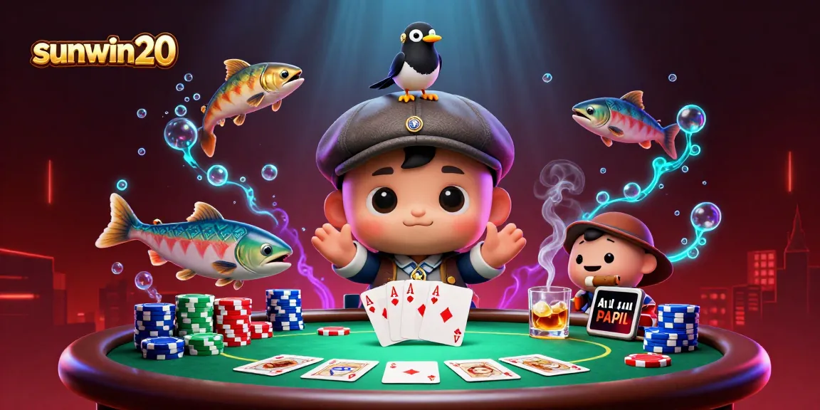 Engage with exciting casino gameplay with sunwin20 featuring poker elements and cartoonish characters.