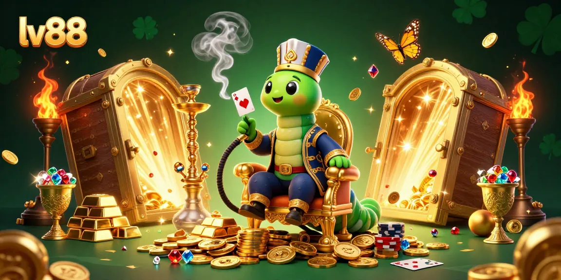 Experience the vibrancy and energy of lv88 with a casino-themed 3D illustration showcasing poker elements.