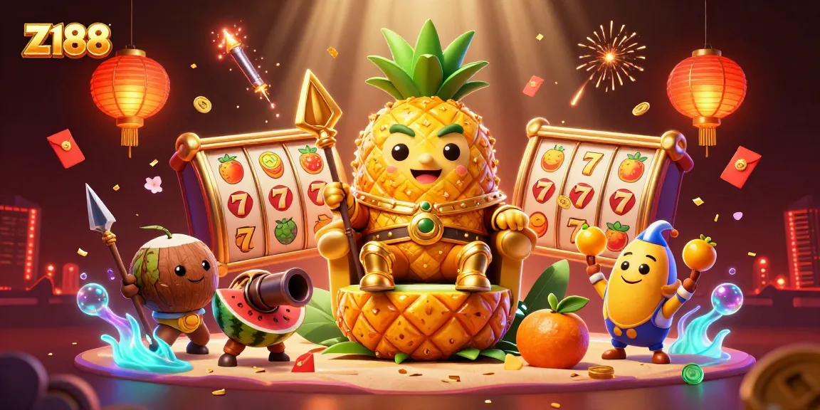 Z188 offers exciting gameplay with the golden pineapple king and lively casino elements.