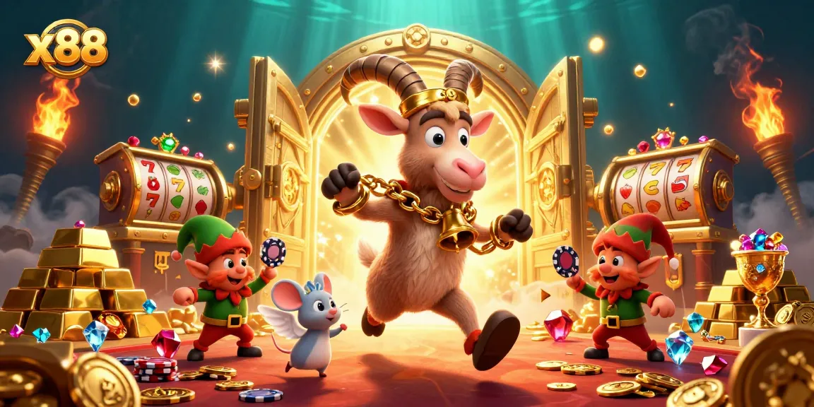 x88 brings festive horror to life as Krampus oversees chaotic chip stealing in a vibrant casino.
