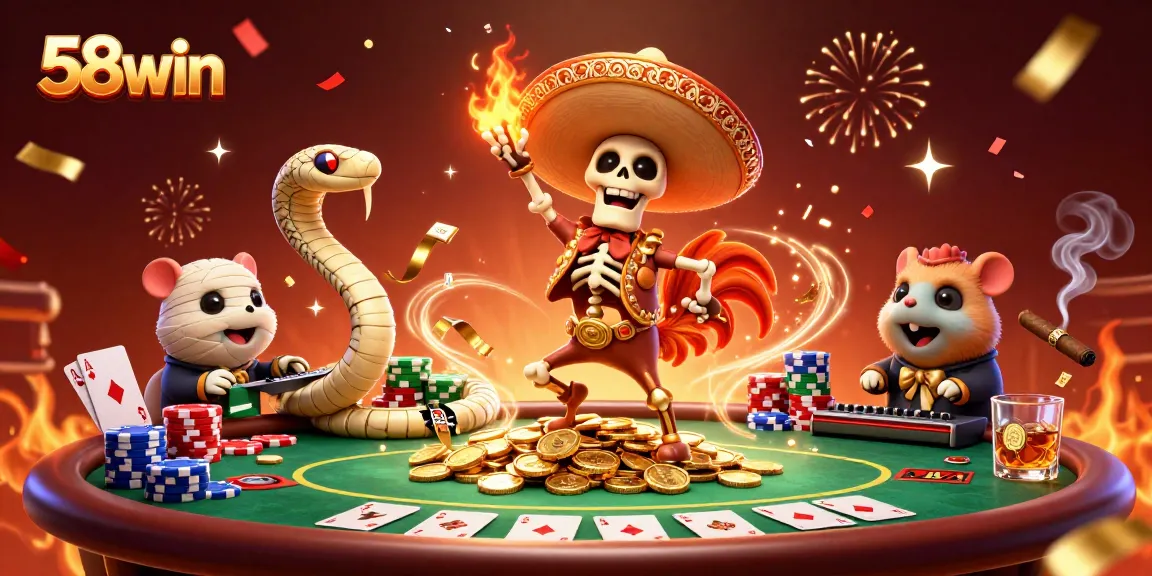 Watch 58win explode with excitement as a vibrant mariachi rooster dances on golden coins!