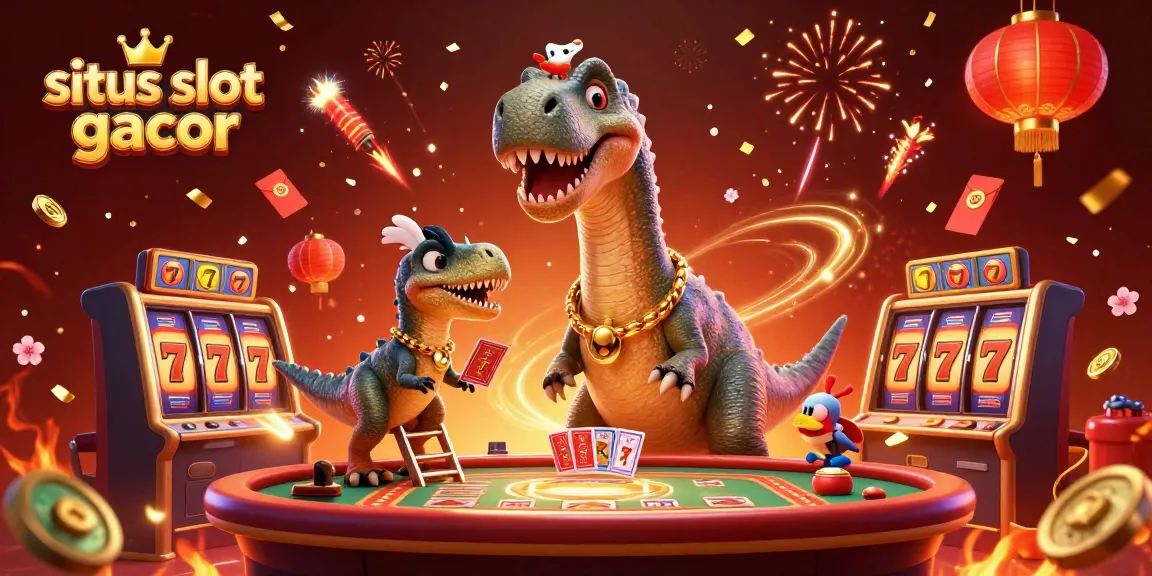 Menghasilkan energi kemenangan di situs slot gacor dengan slot yang menyala dan karakter ceria.