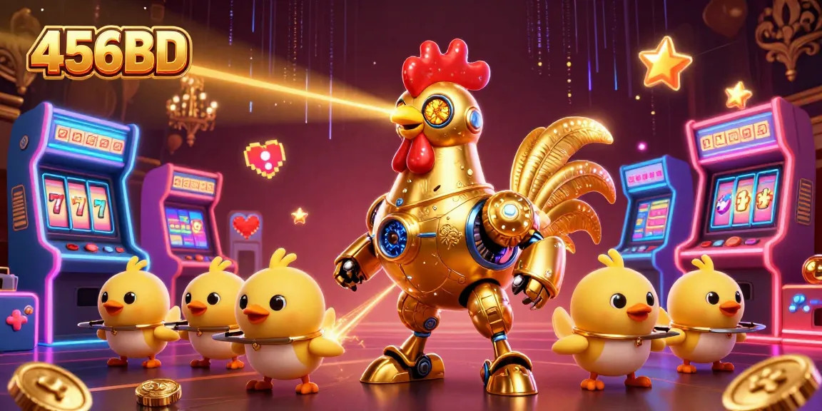 Engage with an exciting scene exemplifying 456BD casino through animated golden characters and vibrant game elements.