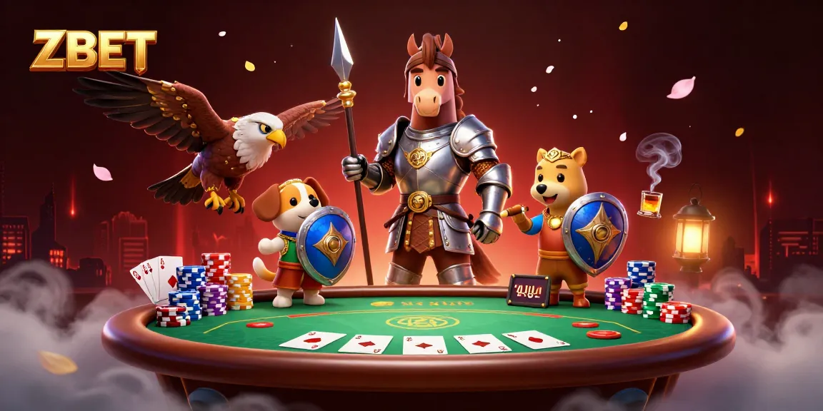 Experience thrilling action with ZBET in this vibrant 3D casino illustration filled with poker elements.