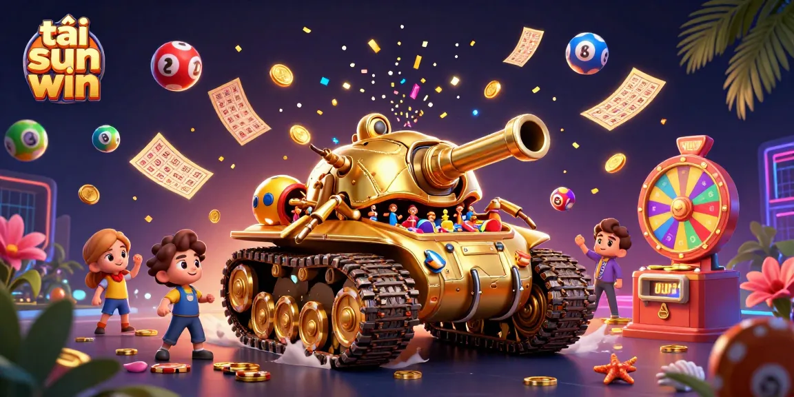Experience the vibrant world of tải sun win with colorful lottery elements and a bustling casino tank.