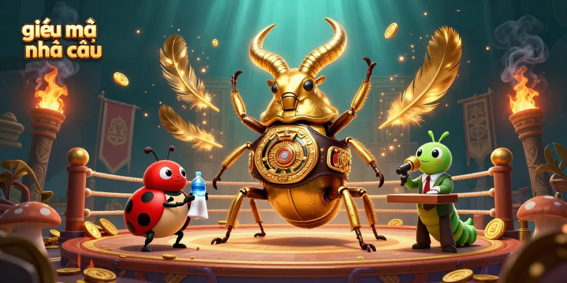 Experience the thrilling fight scene in giải mã nhà cái, featuring a golden stag beetle and dynamic casino elements.