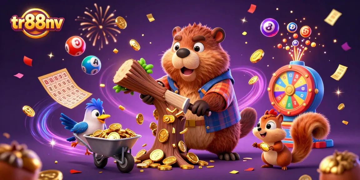 Experience the excitement of winnings at TR88nv with vibrant casino-themed 3D illustrations.