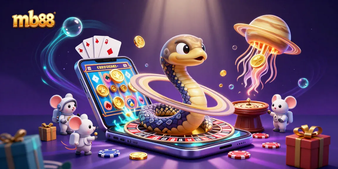 Experience mb88's vibrant interactive casino universe with cosmic characters spinning the roulette wheel.