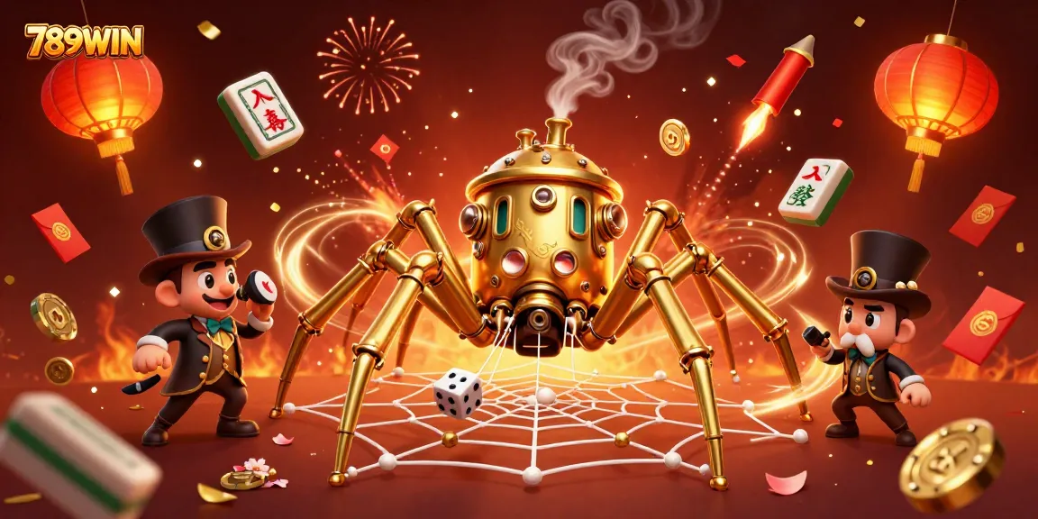 Enjoy thrilling games at 789WIN with a lively 3D casino illustration showcasing steampunk elements and festive decor.