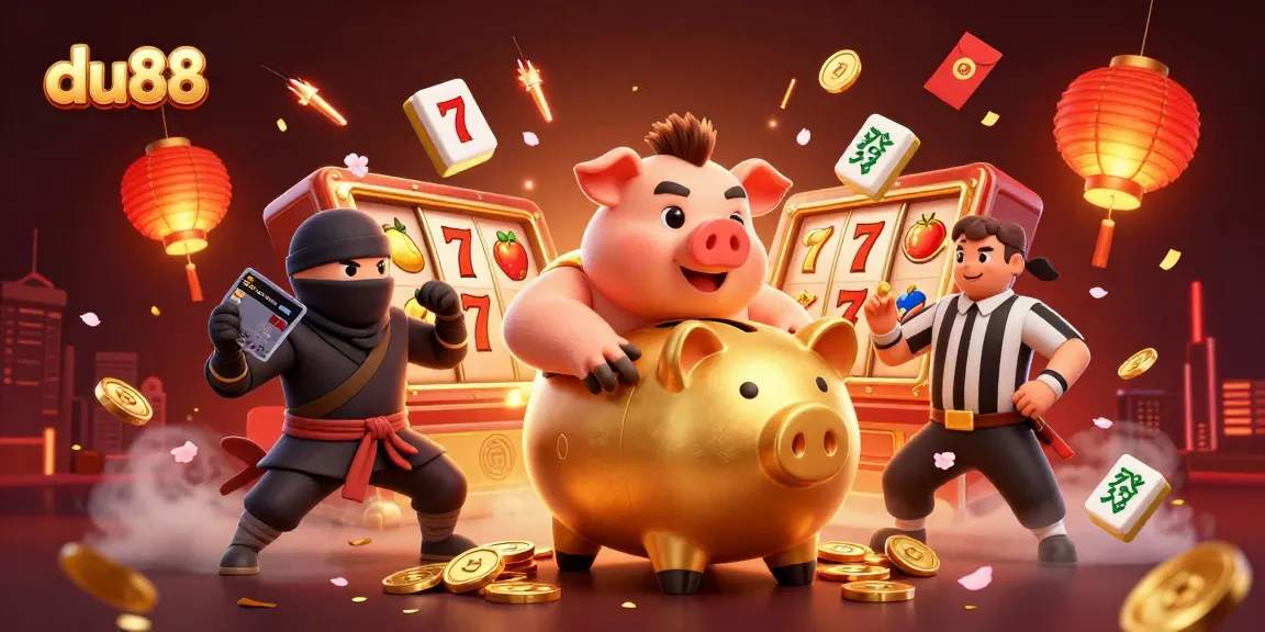 Engage with du88's thrilling casino adventure, featuring a sumo wrestler and ninja in dynamic action.