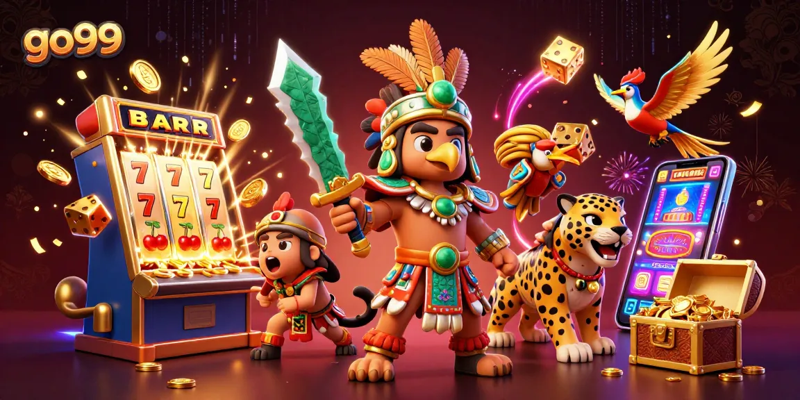 Spin to win with go99 on an exciting slot machine surrounded by vibrant casino elements.