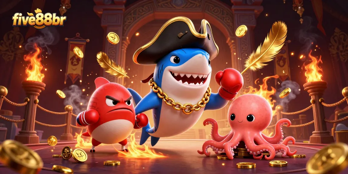 Engage in big wins with five88br in a vibrant casino scene featuring animated sea creatures.