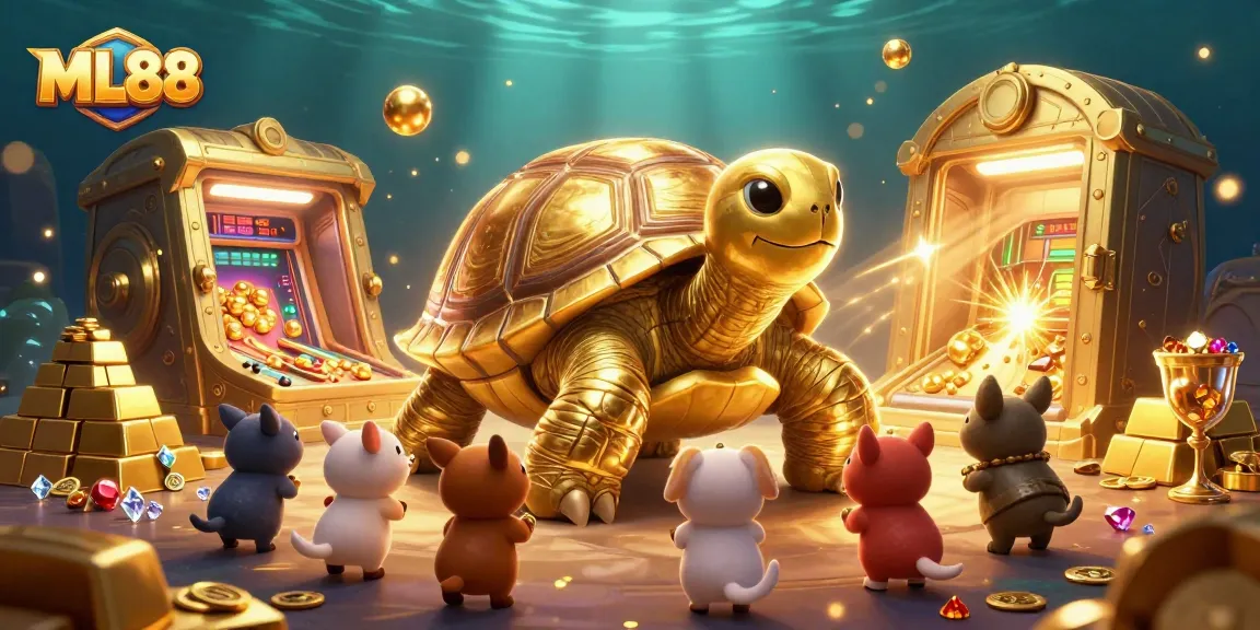 ML88 players enjoy a thrilling game with vibrant treasure in a fun 3D scene.