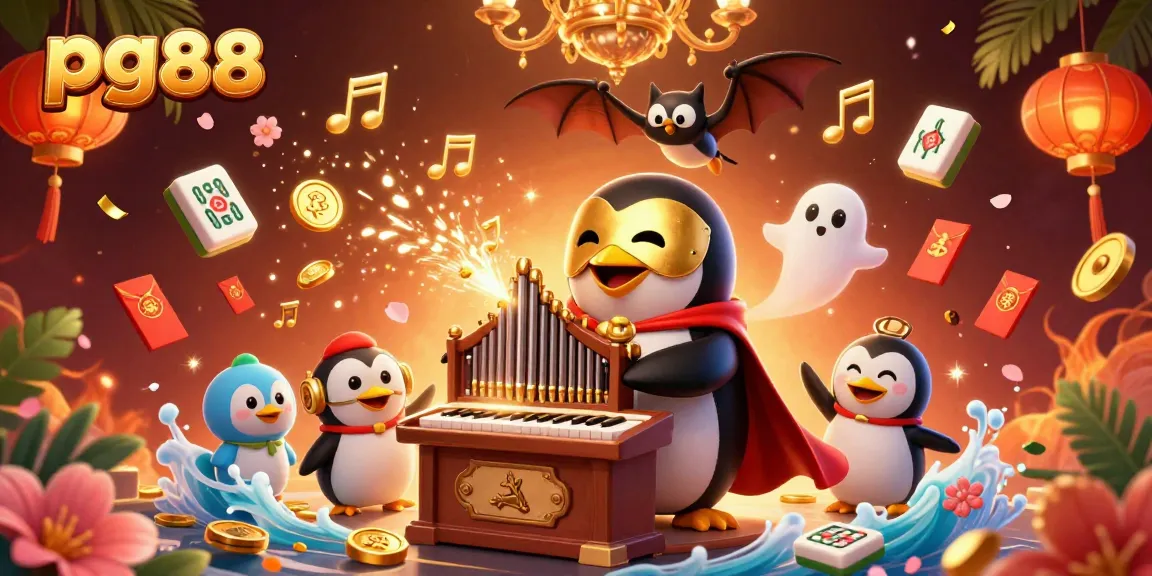 Embark on thrilling gameplay with pg88 featuring a whimsical cartoon penguin and vibrant casino elements.