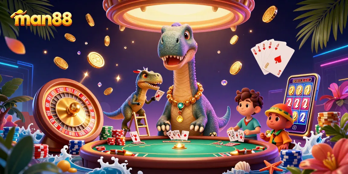 Engage in exciting gameplay at man88 with a vibrant casino scene full of action and energy.