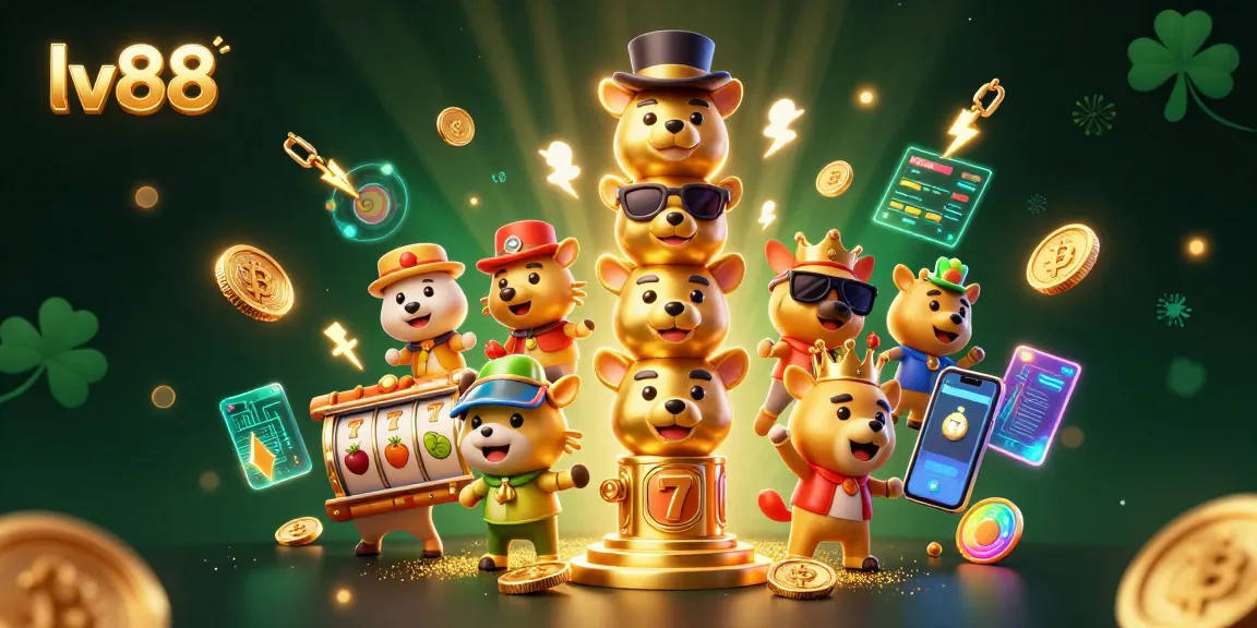 Experience thrilling jackpots at lv88 with a vividly illustrated dynamic casino scene featuring vibrant characters and crypto elements.