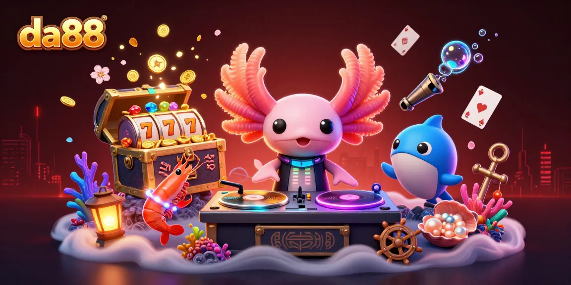 Engage with da88 as vibrant 3D characters showcase casino fun in an underwater setting.
