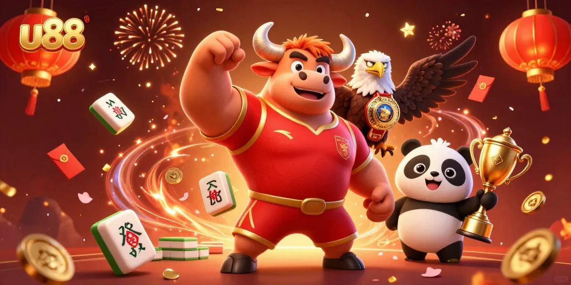 Win big at u88 while celebrating with vibrant casino-themed characters and festive elements.