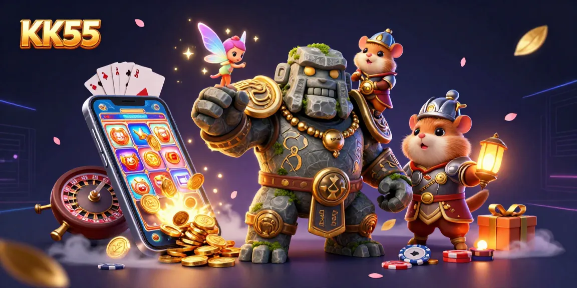 Experience exciting gaming adventures with KK55's colorful slot games and magical elements.