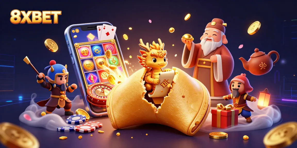 Experience the excitement of 8XBET with a magical 3D casino scene featuring a vibrant dragon and golden elements.