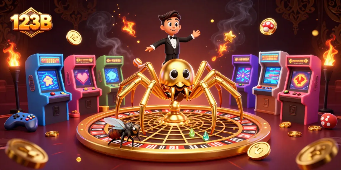 Engage with 123B as a golden spider spins a roulette wheel of opportunities for players in a vivid casino scene.