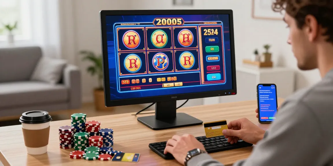 Exciting atmosphere of credit card casinos with a player engaging in online gaming.