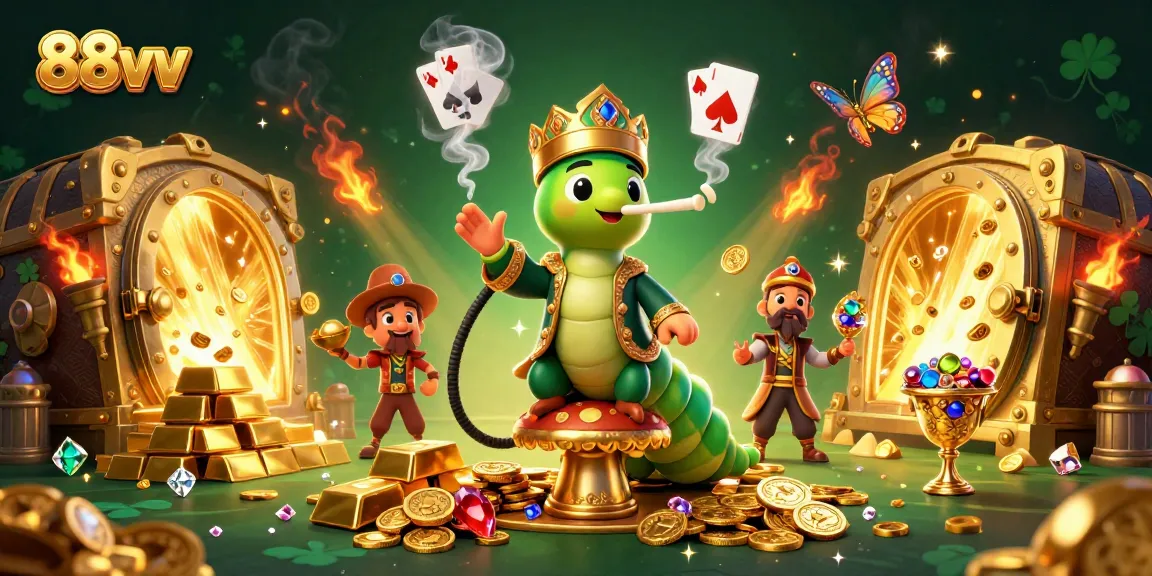 Experience the thrill of 88vv with vibrant casino visuals featuring poker symbols and golden treasures.