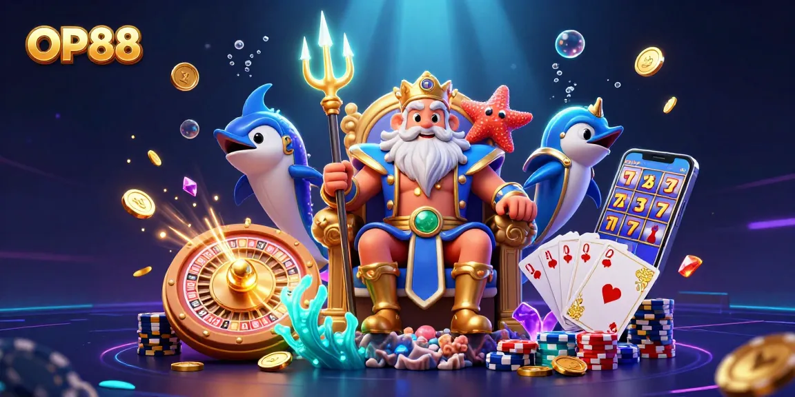 Engage with OP88's thrilling casino experience featuring Neptune and gaming elements.