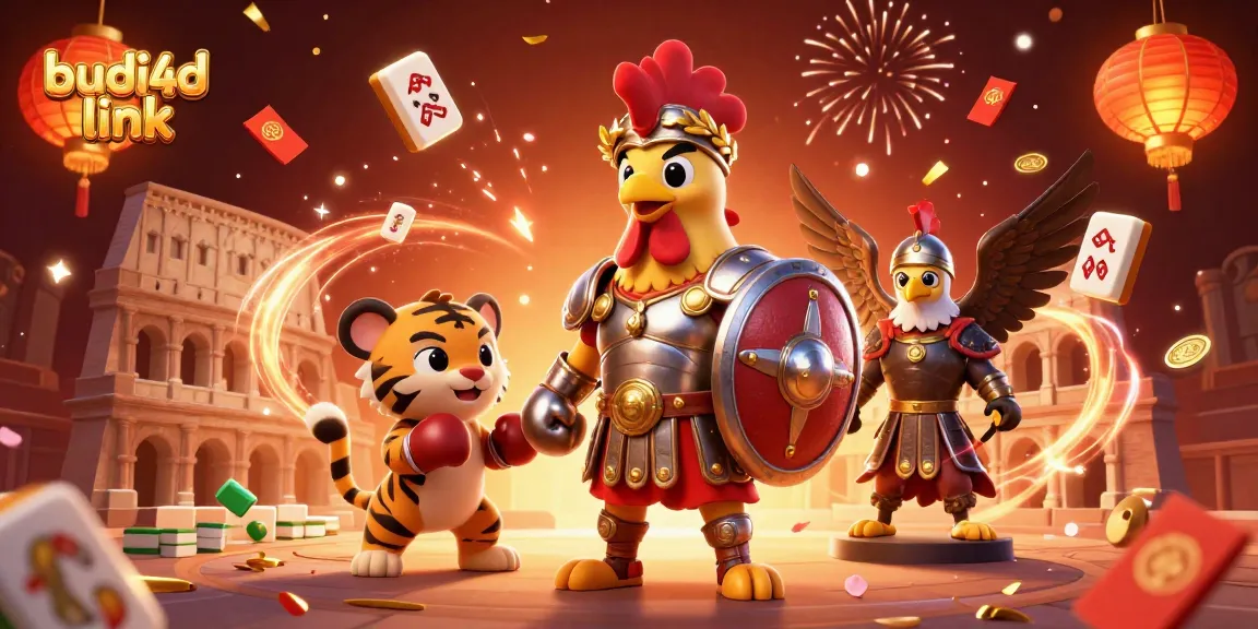 Engage with the vibrant world of BUDI4D link showcasing a dynamic illustration filled with exciting casino elements.